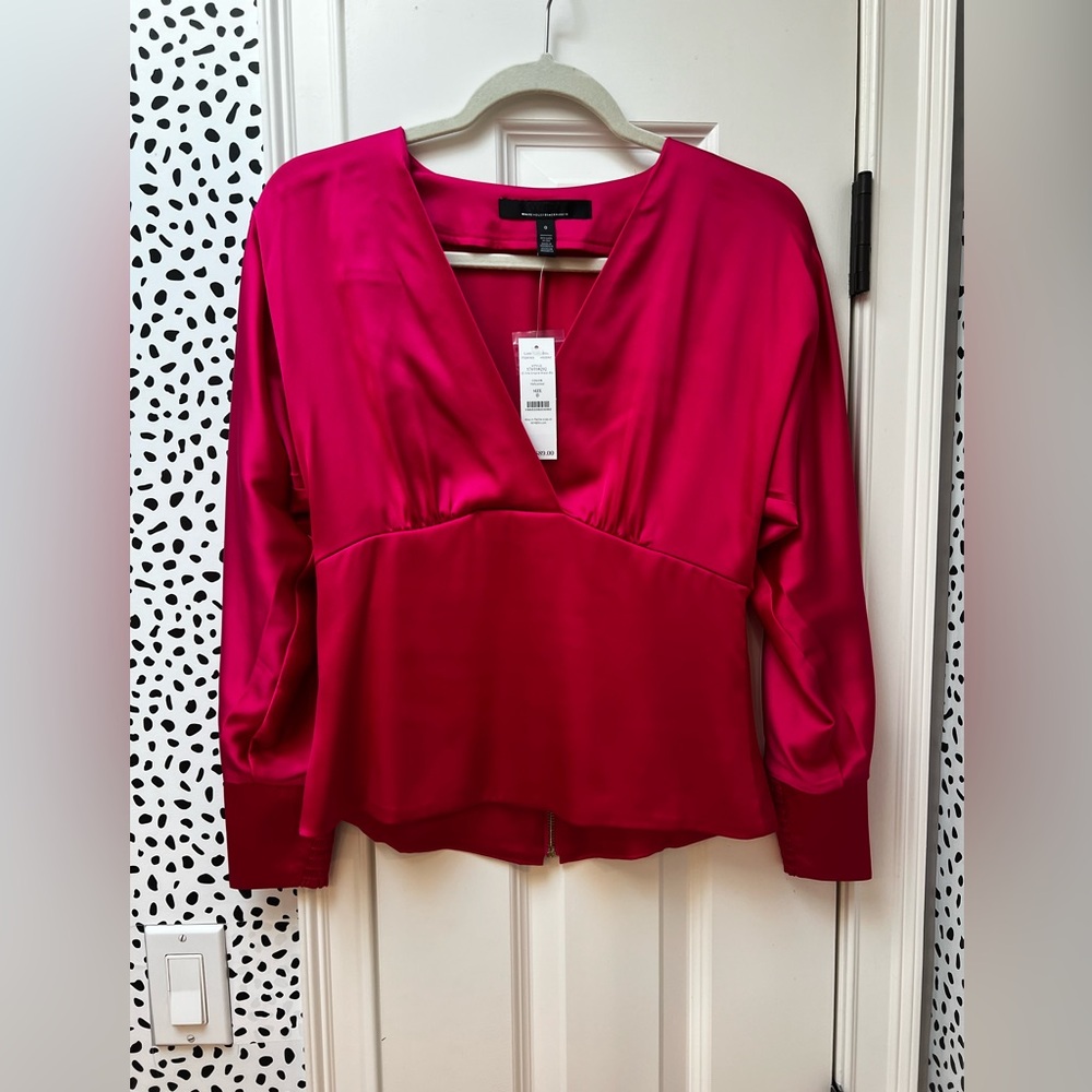 WHBM V-Neck Empire Waist Silky Blouse